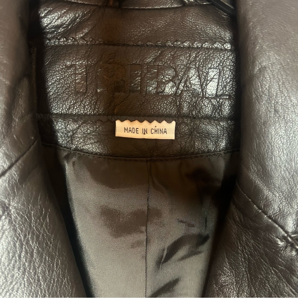 Tribal Genuine Leather Blazer Jacket Women’s Size 10 Brown Classic Lined Coat - Picture 9 of 12